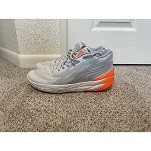 PUMA MB.02 MELO Gray Orange Athletic Sneakers Mens 13 Mesh Lace Up